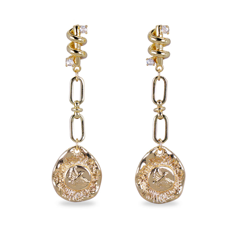 Gold Plated Coin Drop Earrings