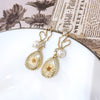 Heart Wire With Dried Flower Resin Teardrop earrings