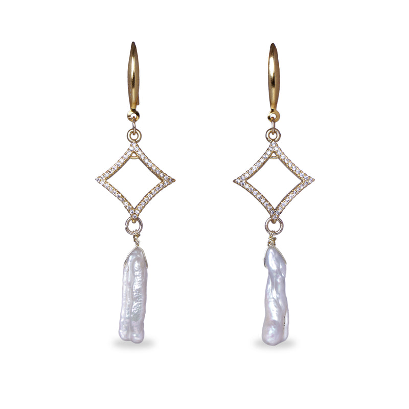 Long Baroque Pearl Drop Earrings