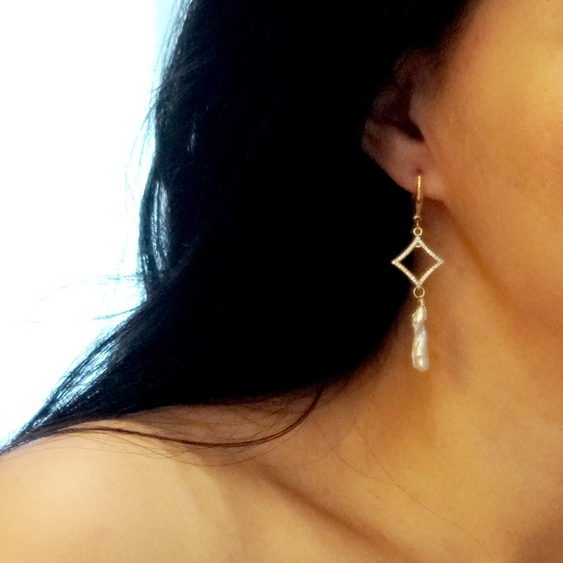 Long Baroque Pearl Drop Earrings