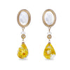 Oval Nacre Top Dried Flower Resin Teardrop Earrings(YL)