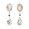 Oval Nacre Top Dried Flower Resin Teardrop Earrings(BL)