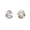 Gold Plated Pearl & Flower Stud Earrings