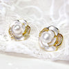 Gold Plated Pearl & Flower Stud Earrings