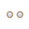 Gold Pearl Dome Encased Button Earrings