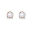 Gold Square Pearl Button Earrings