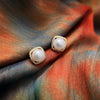 Gold Square Pearl Button Earrings