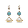 Turquoise Ball With Fan Drop Earrings