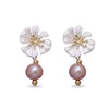 White Blossom and Baroque Pearl Drop Earrings