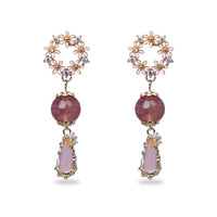 Hydrangea Bouquet & Rose Quartz Drop Earrings