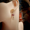 Hydrangea Bouquet & Rose Quartz Drop Earrings