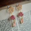 Hydrangea Bouquet & Rose Quartz Drop Earrings