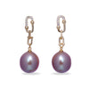 Chain & Purple Baroque Pearl Drop Earrings
