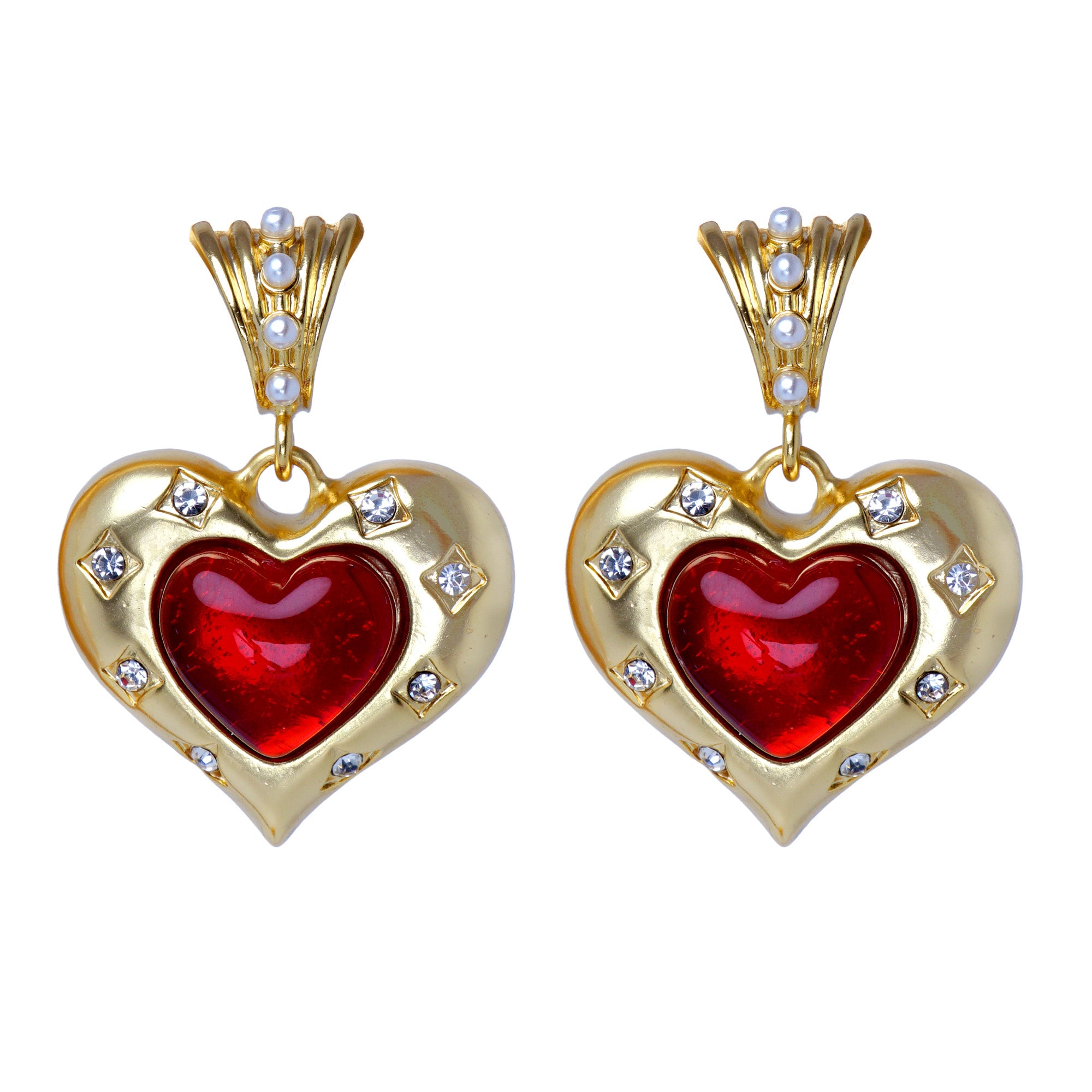 Scarlet Vow Heart Drop Earrings