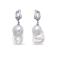Oversized White Baroque Pearl Drop Earrings