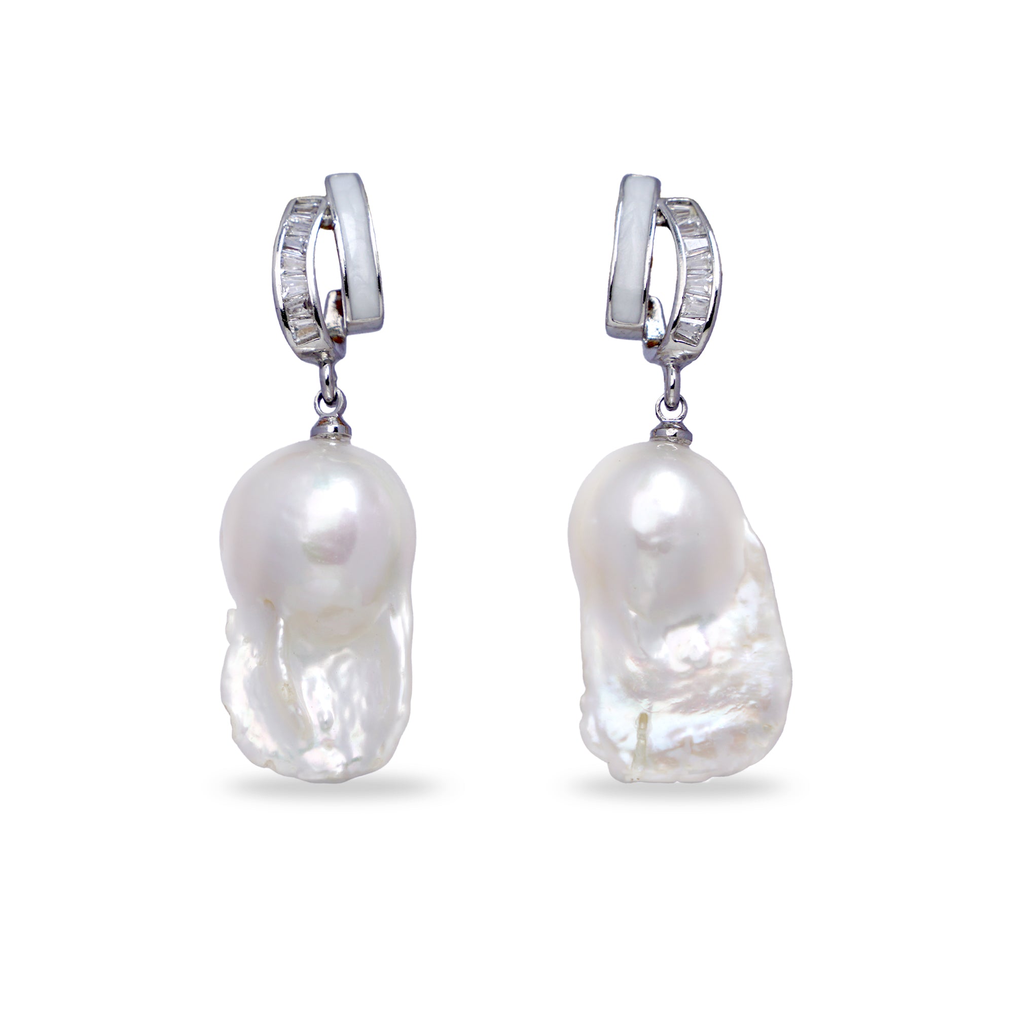 Oversized White Baroque Pearl Drop Earrings