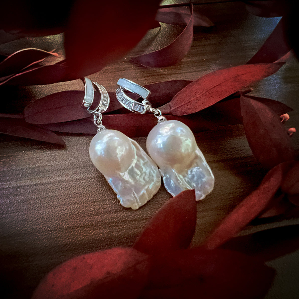 Oversized White Baroque Pearl Drop Earrings