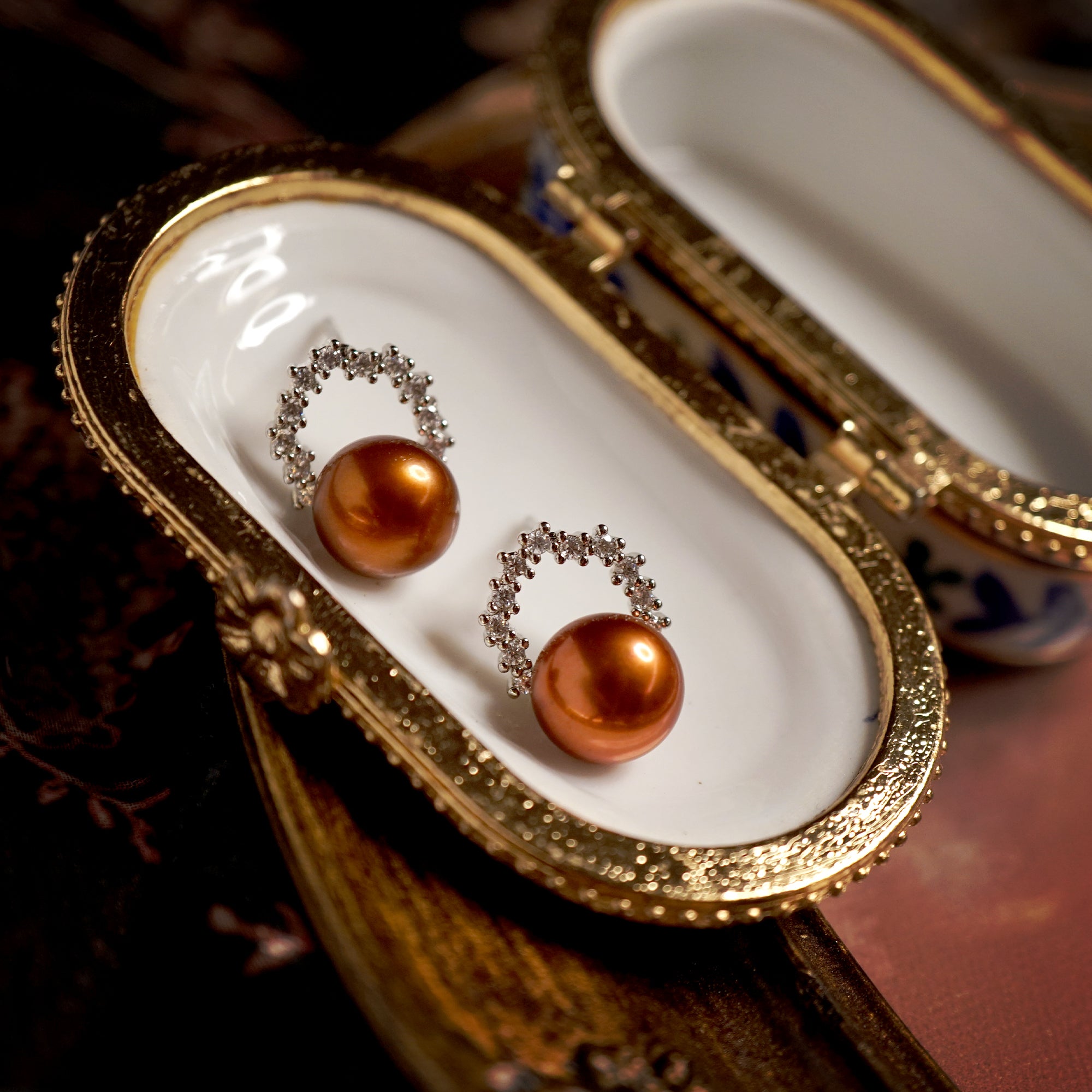 Autumn Halo Pearl Studs