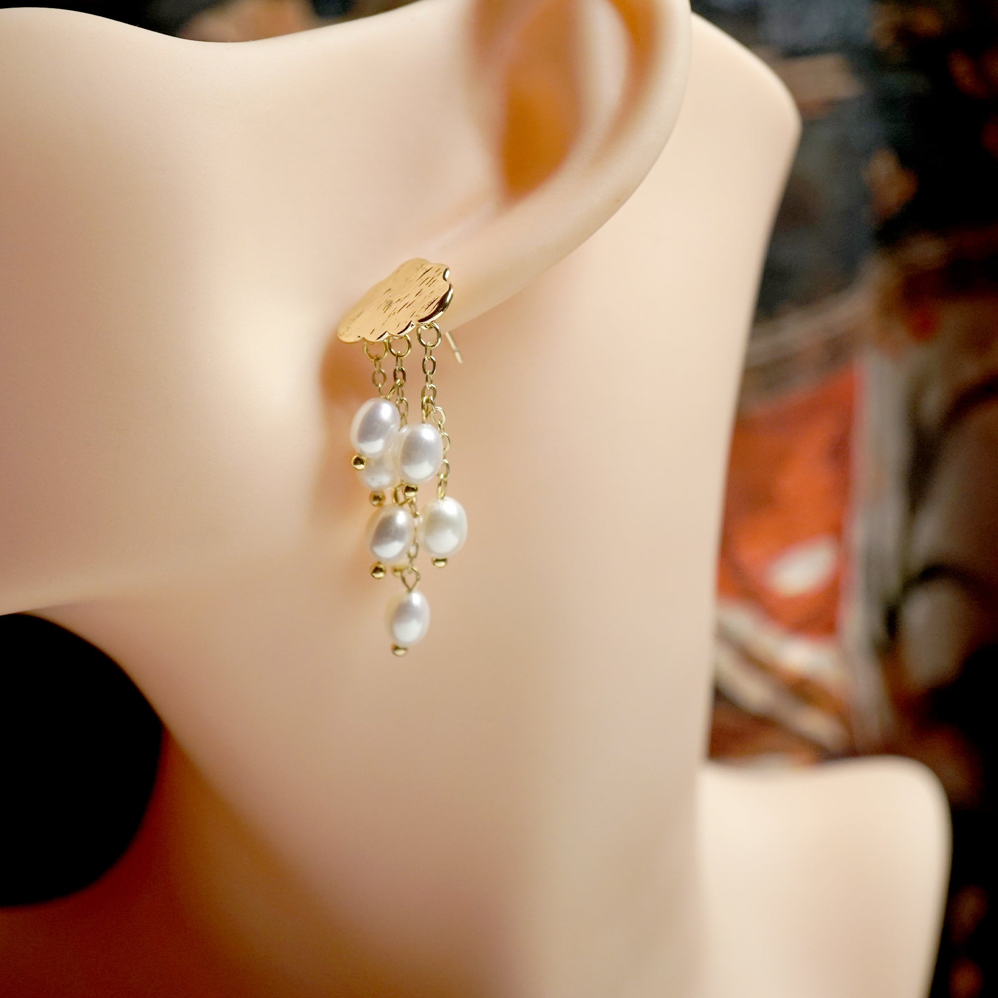 Pearl Blossom Rain Drop Earrings