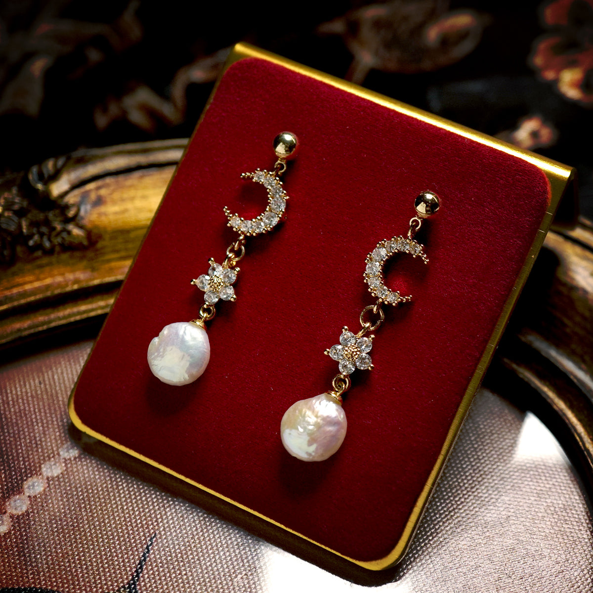 Crescent Kiss Drop Earrings