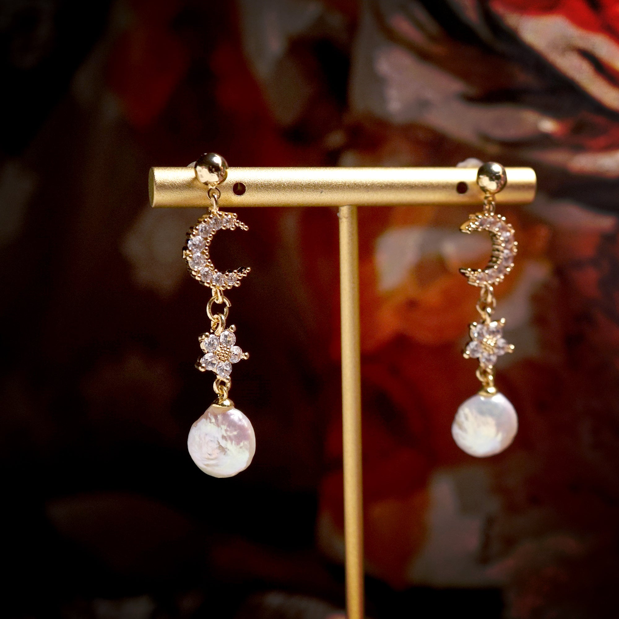 Crescent Kiss Drop Earrings