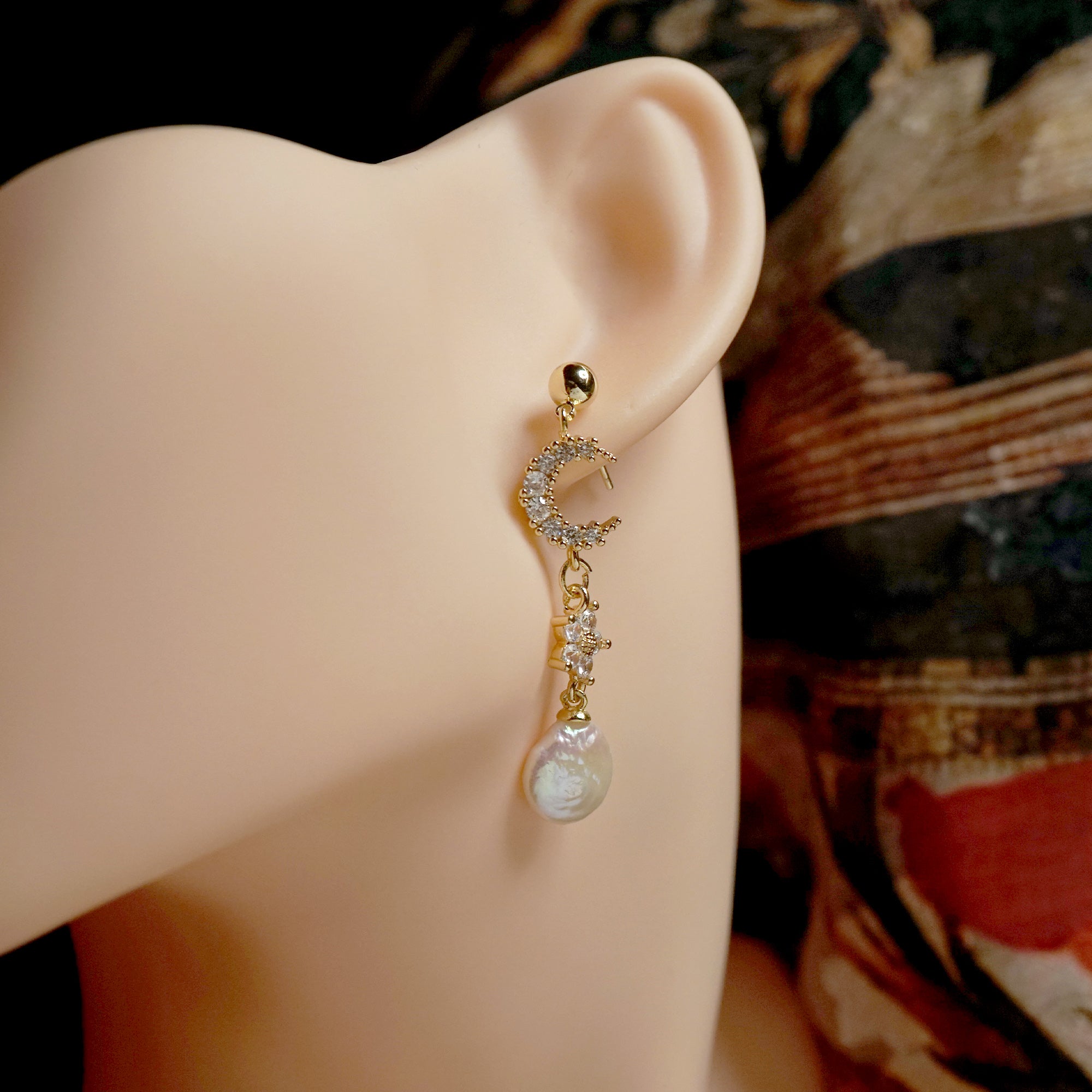 Crescent Kiss Drop Earrings
