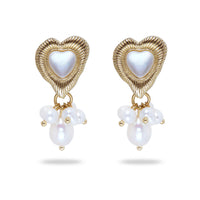 Ocean Heart Pearl Drop Earrings