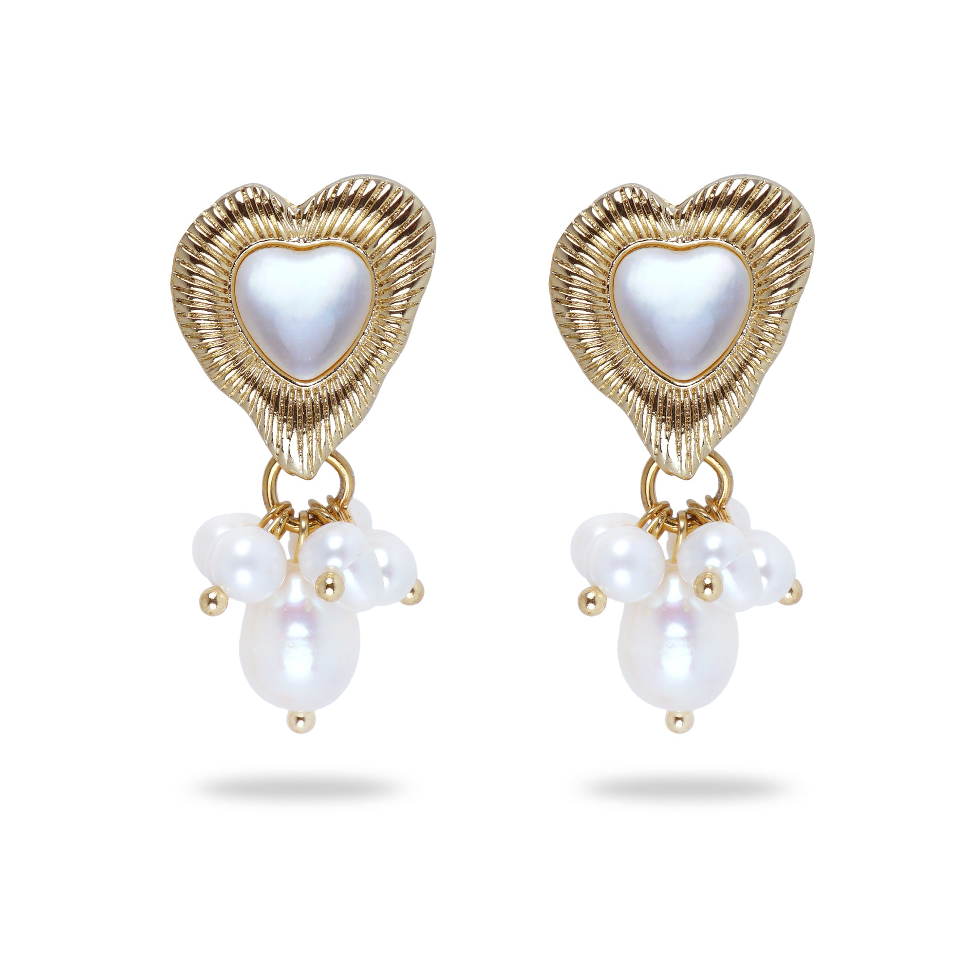 Ocean Heart Pearl Drop Earrings