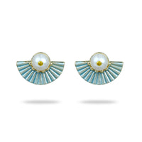 Vintage Style Pearl Fan Studs
