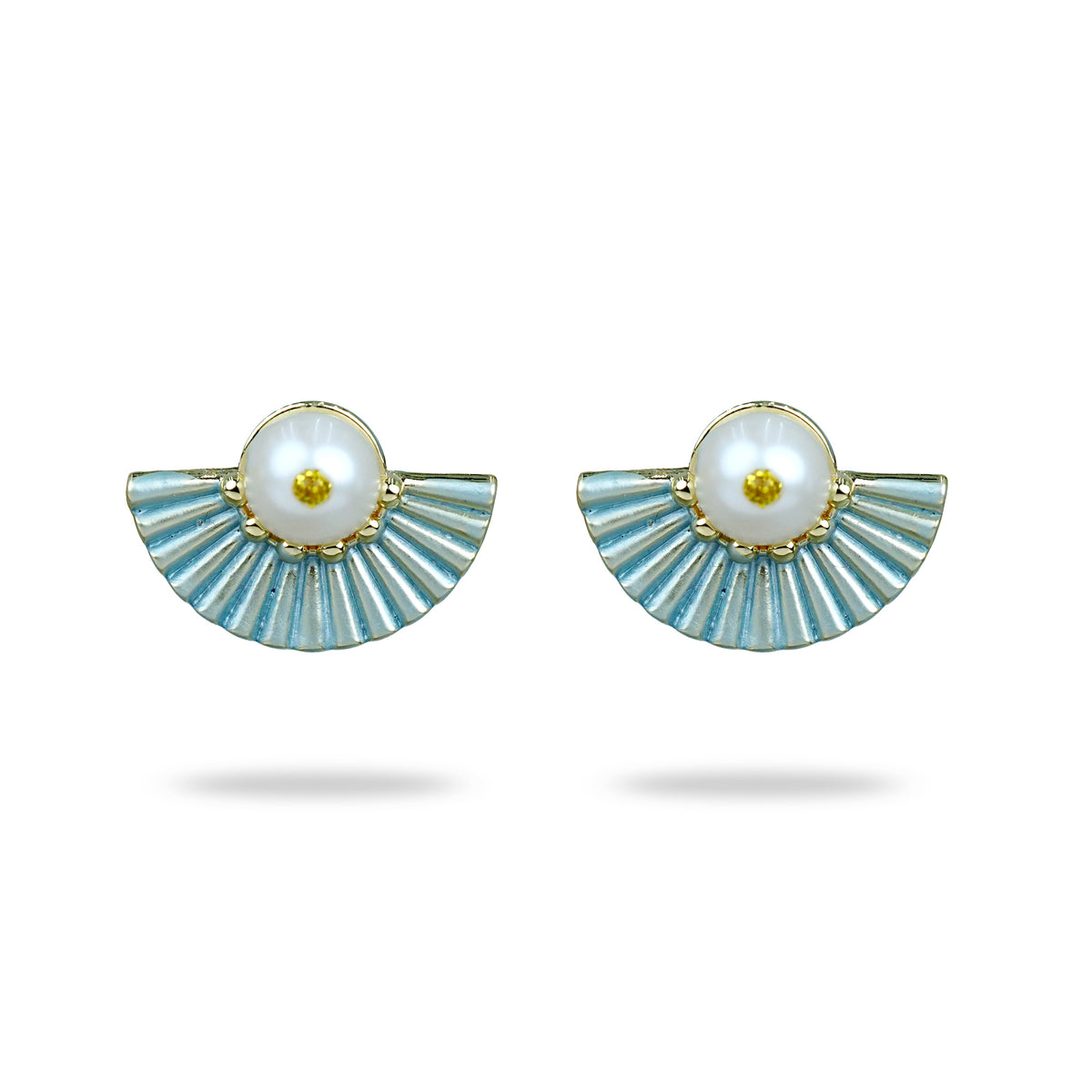 Vintage Style Pearl Fan Studs