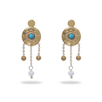 Turquoise Pearl Tassel Earrings