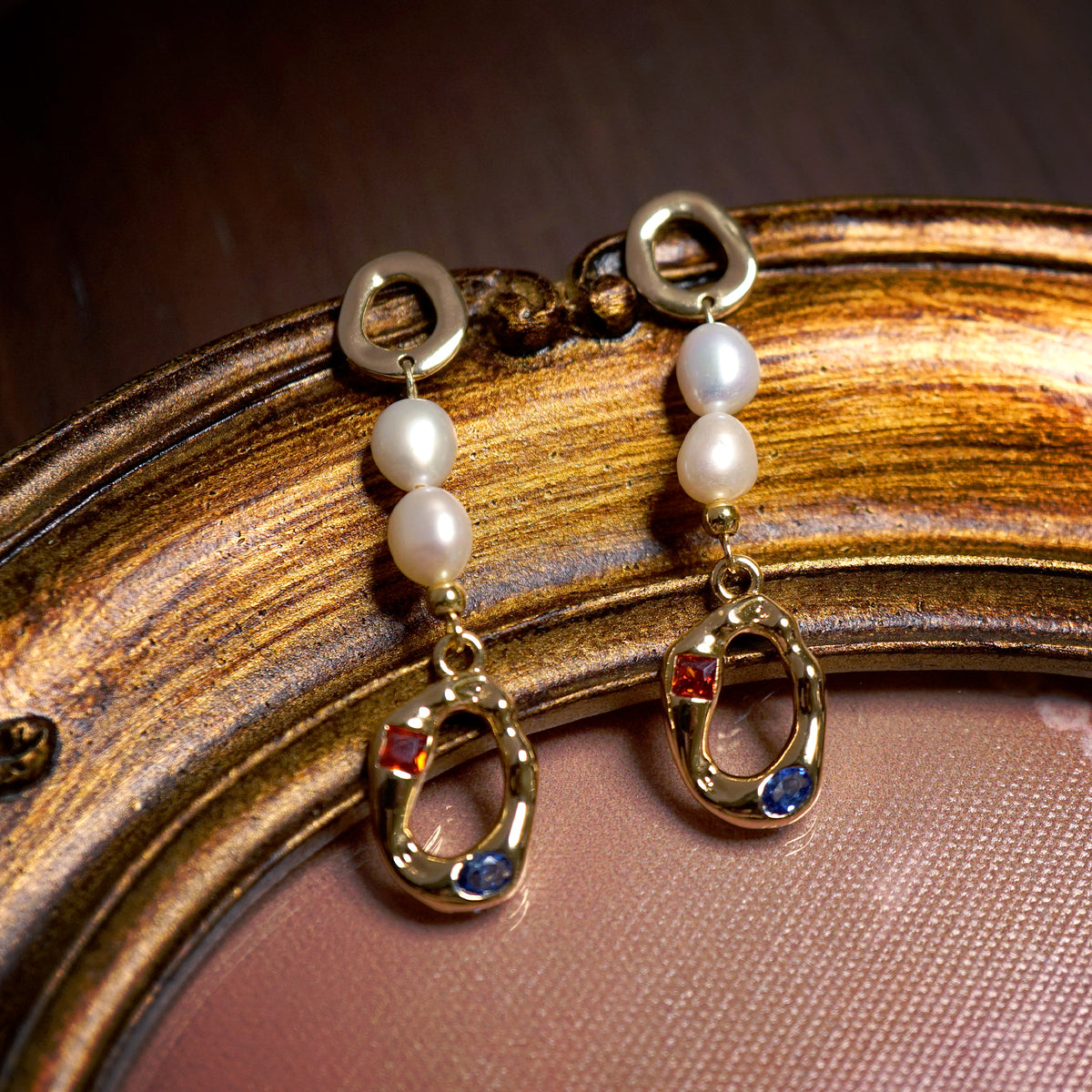 Golden Halo Pearl Earrings