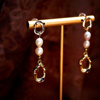 Golden Halo Pearl Earrings