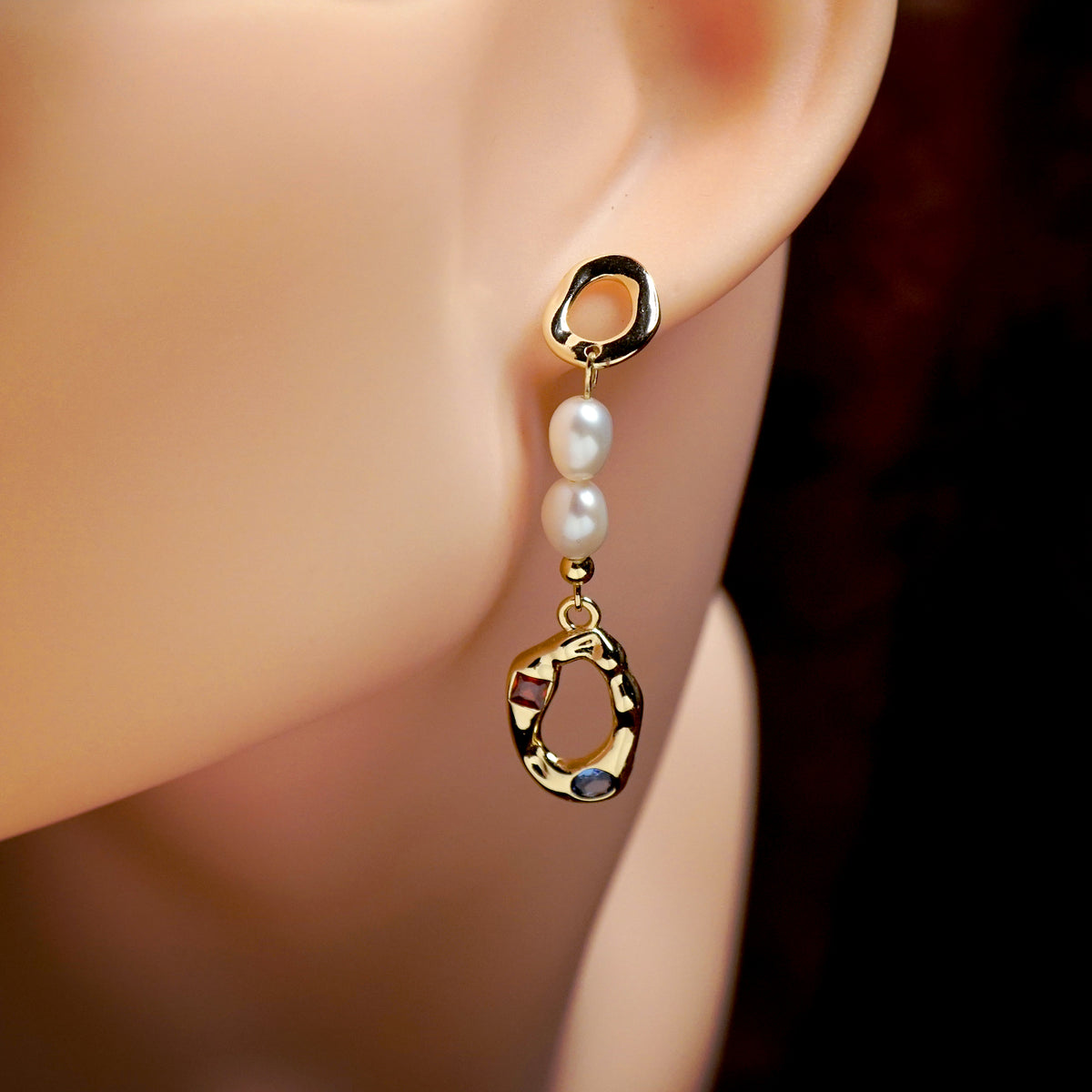 Golden Halo Pearl Earrings