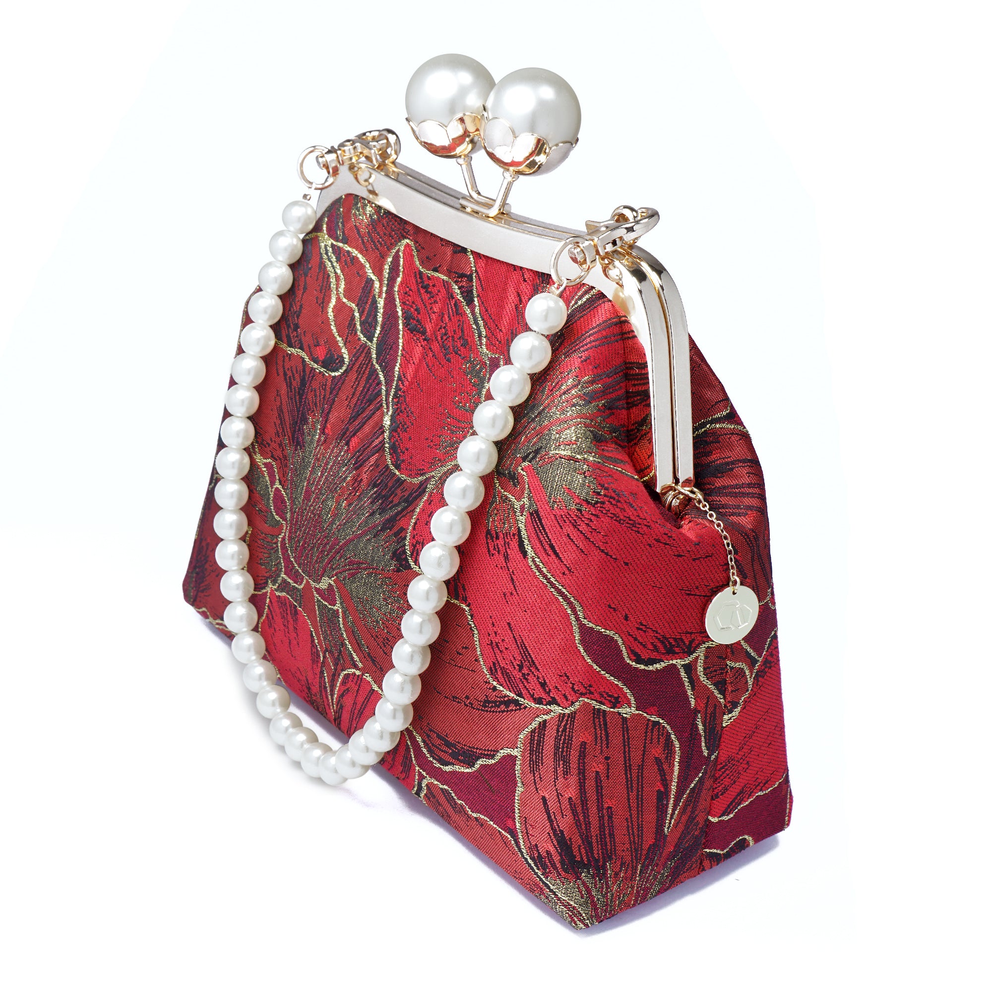 Floral Pearl Clasp Bag - Gold Lily (RD)