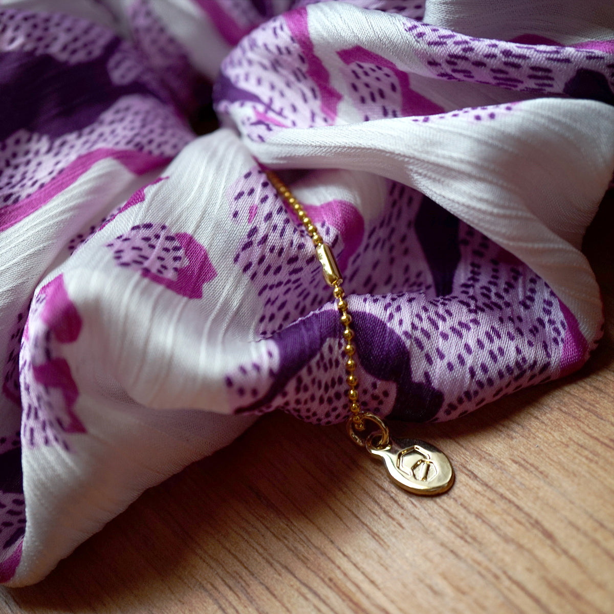 Oversized Hair Scrunchie - Lilac Ink Print