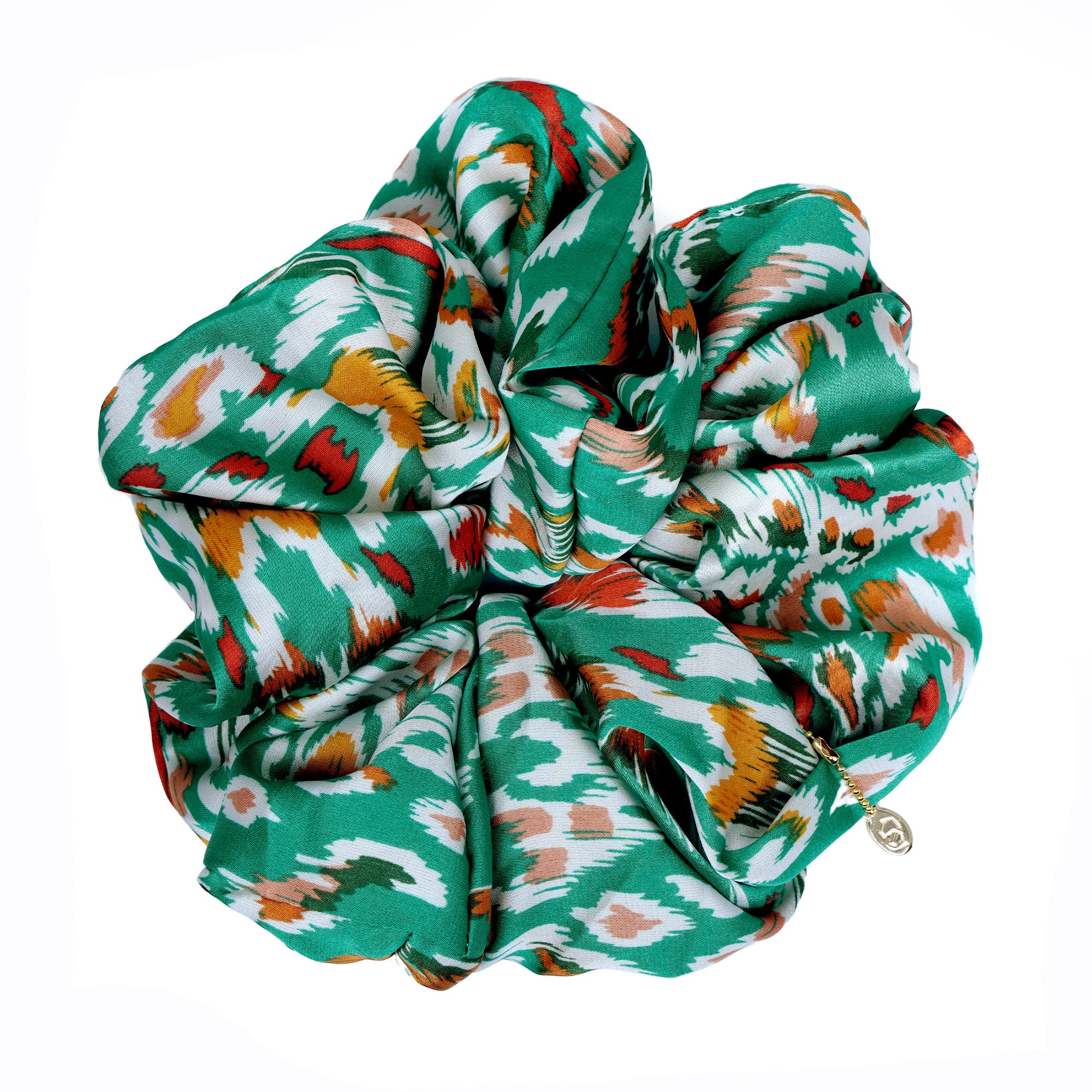 Oversized Hair Scrunchie - Emerald Safari