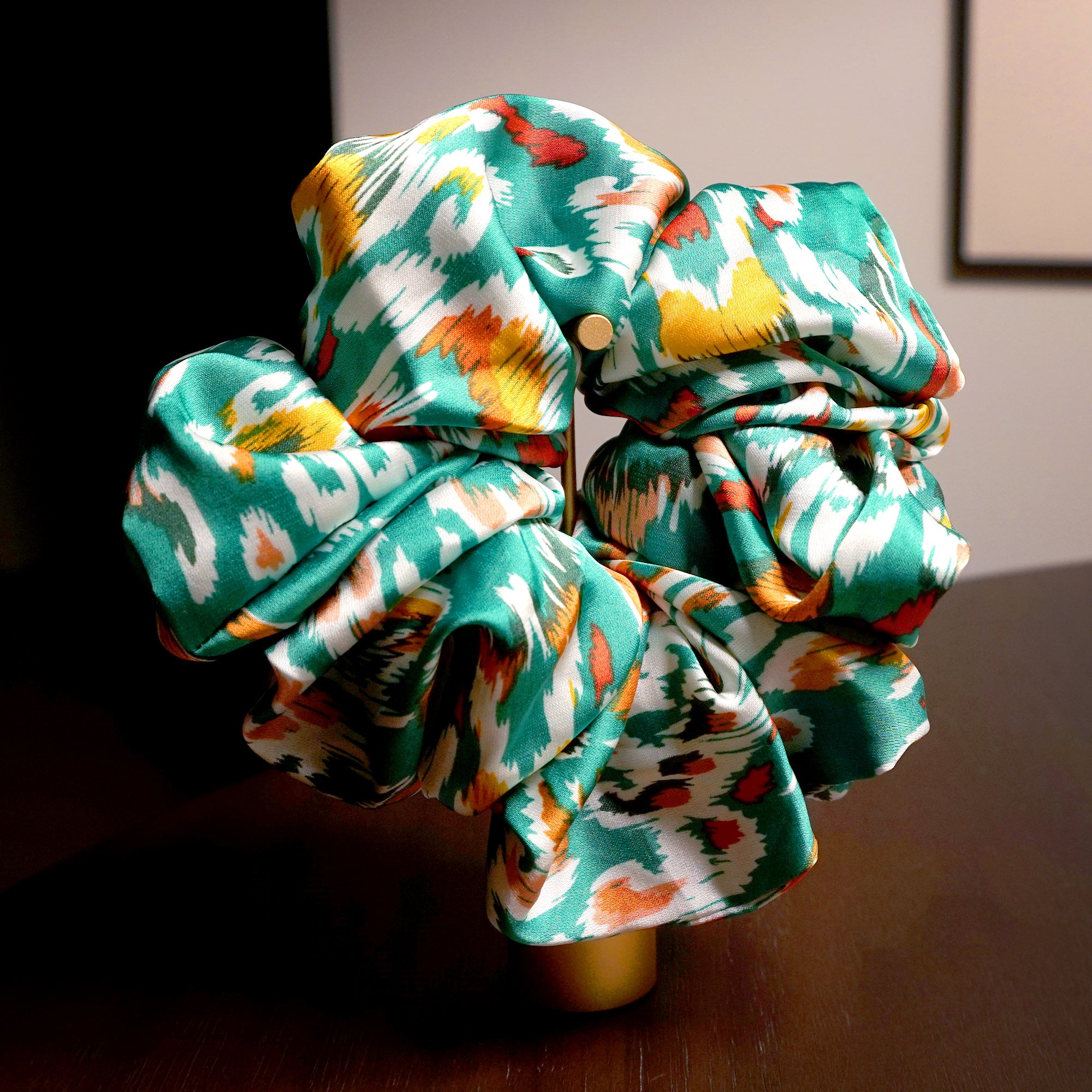 Oversized Hair Scrunchie - Emerald Safari