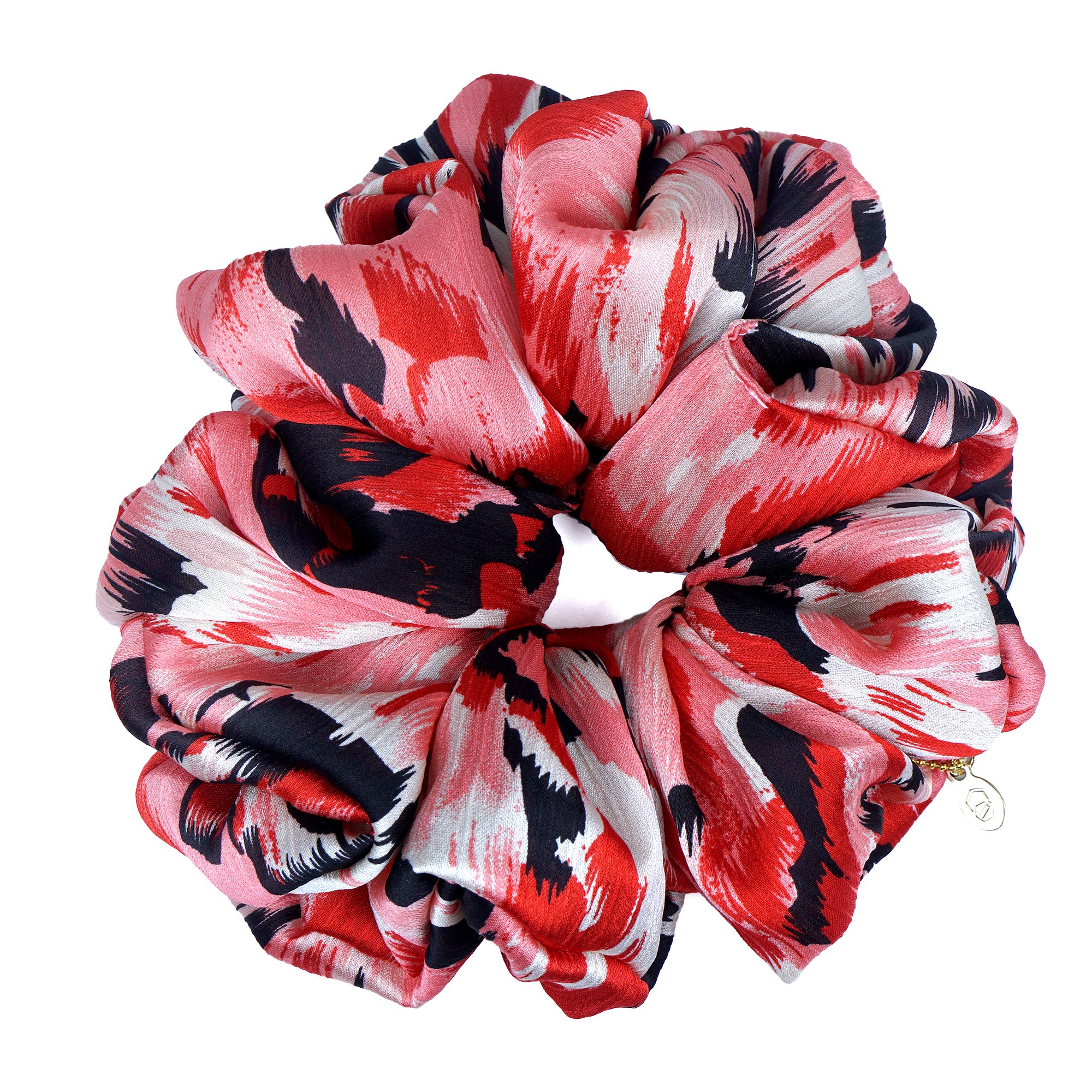 Oversized Hair Scrunchie - Coral Expressionist