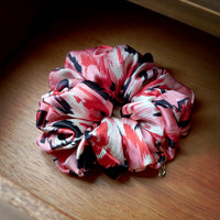 Oversized Hair Scrunchie - Coral Expressionist