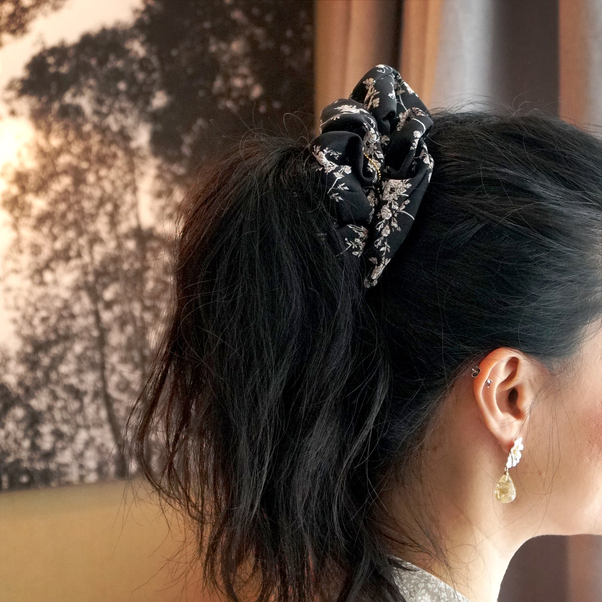 Oversized Hair Scrunchie - Moonlit Herbarium