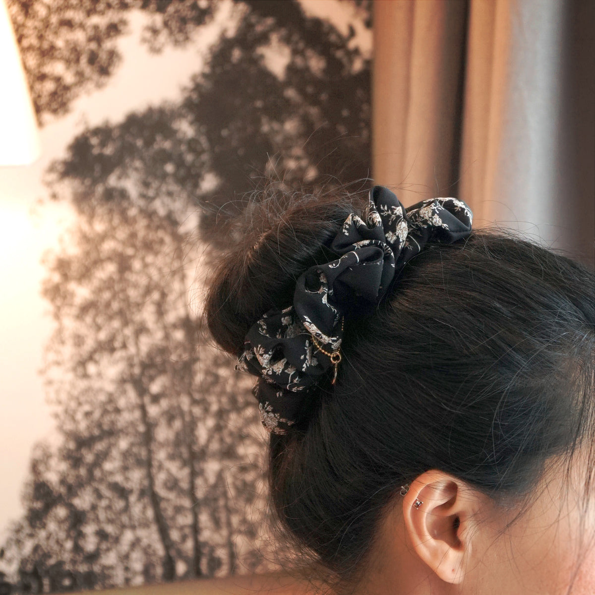 Oversized Hair Scrunchie - Moonlit Herbarium