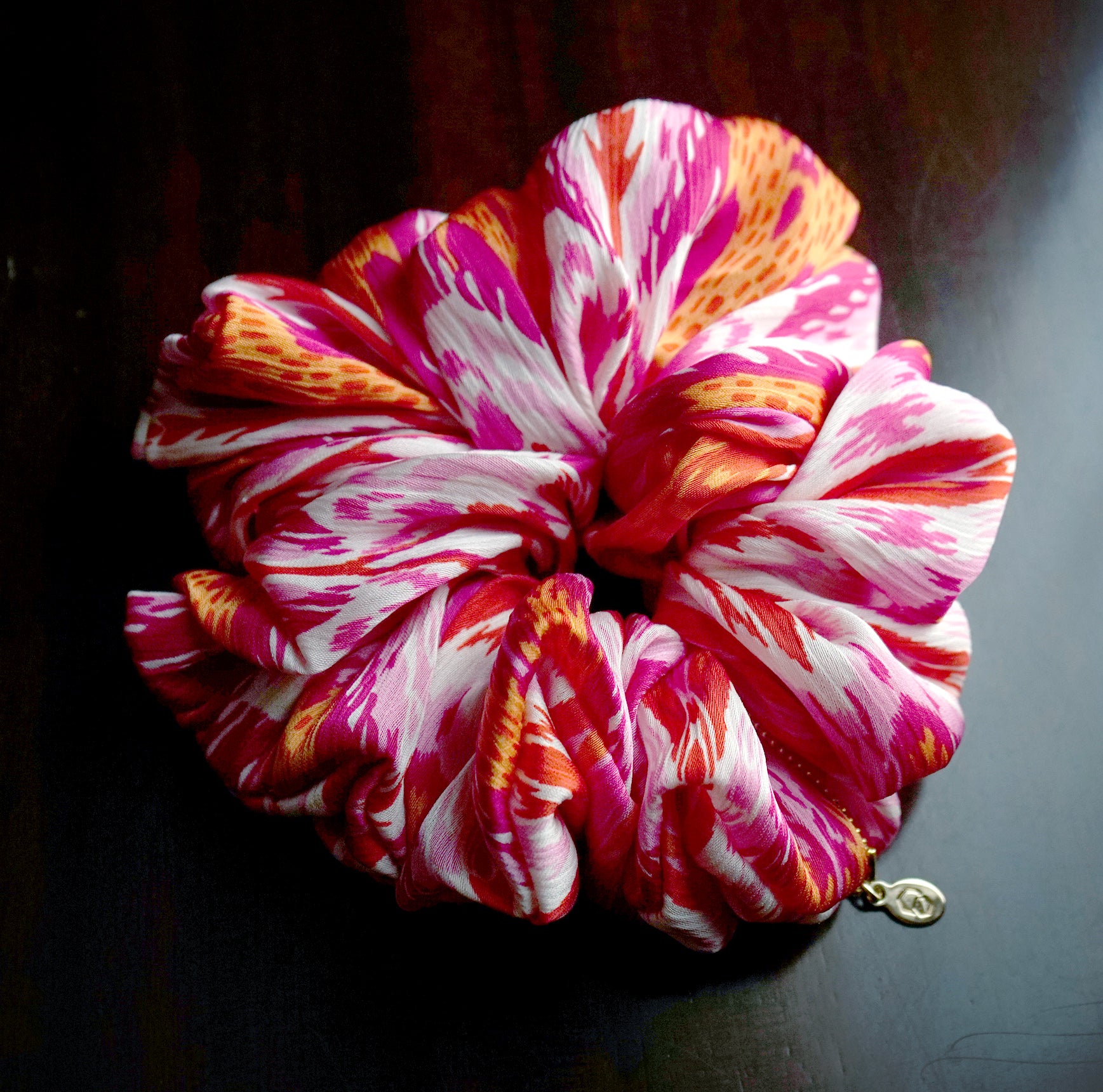 Oversized Hair Scrunchie - Flamingo Bloom