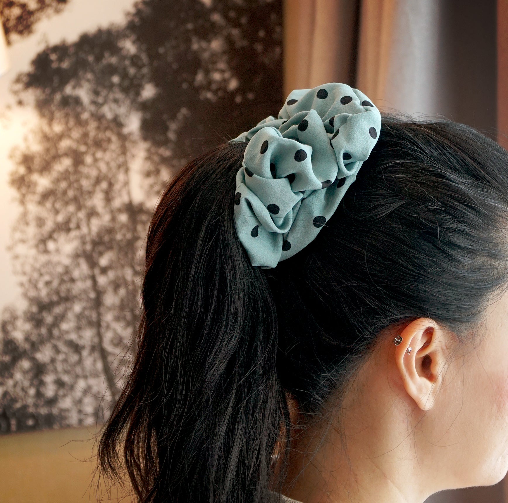 Oversized Hair Scrunchies - Polka Breeze