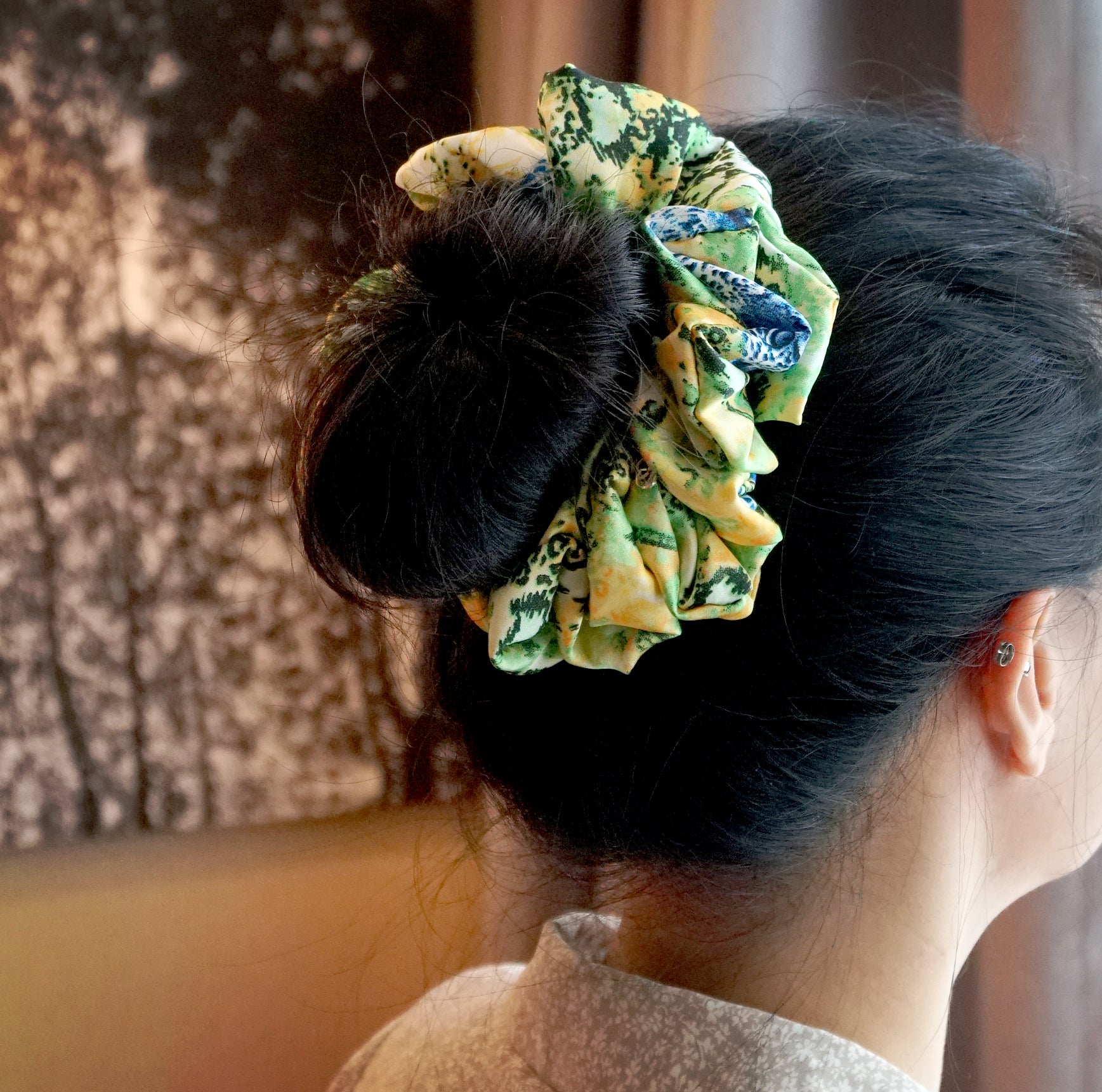 Oversized Hair Scrunchies - Leopard Lagoon