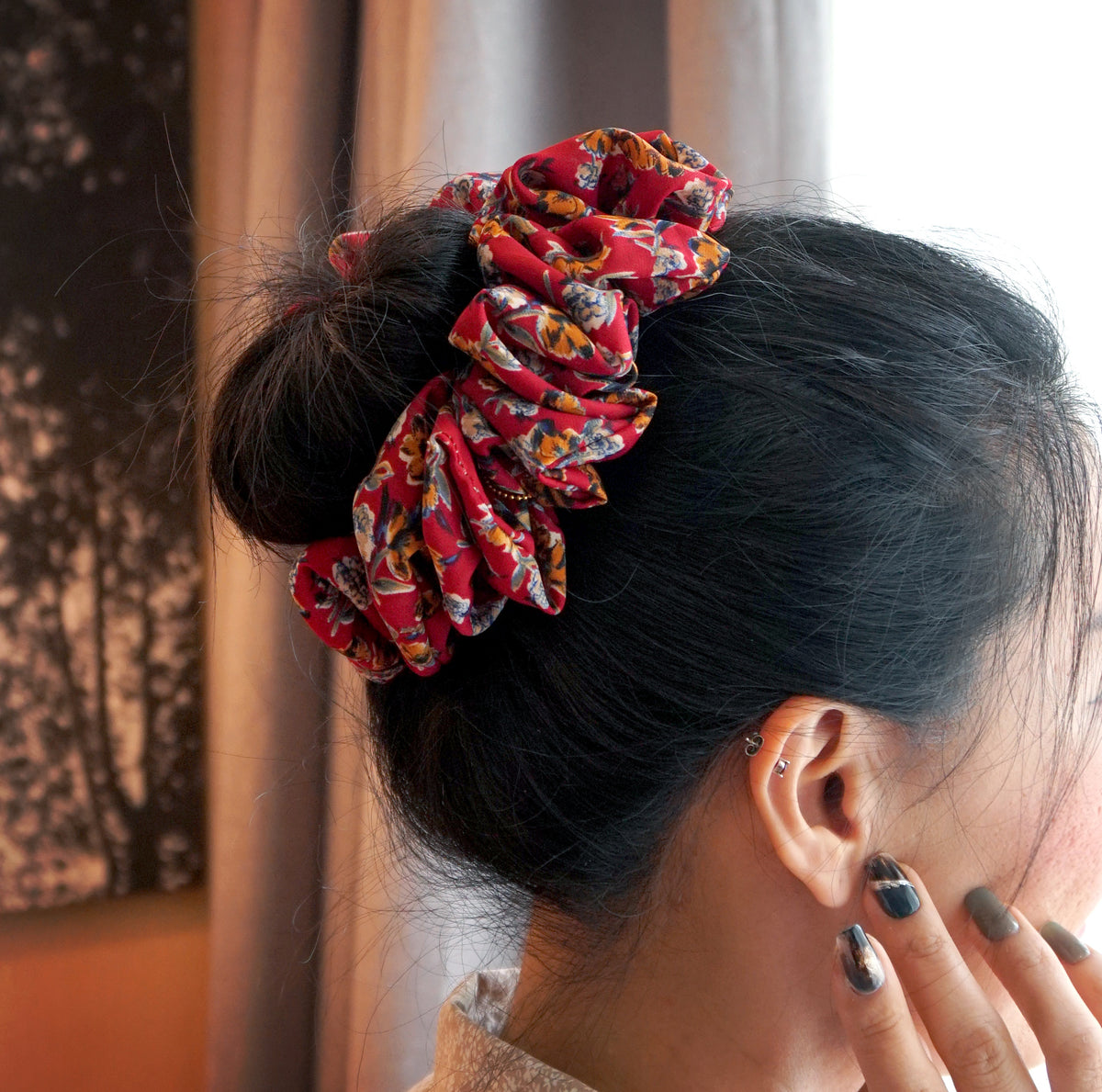 Oversized Hair Scrunchies - Scarlet Romance