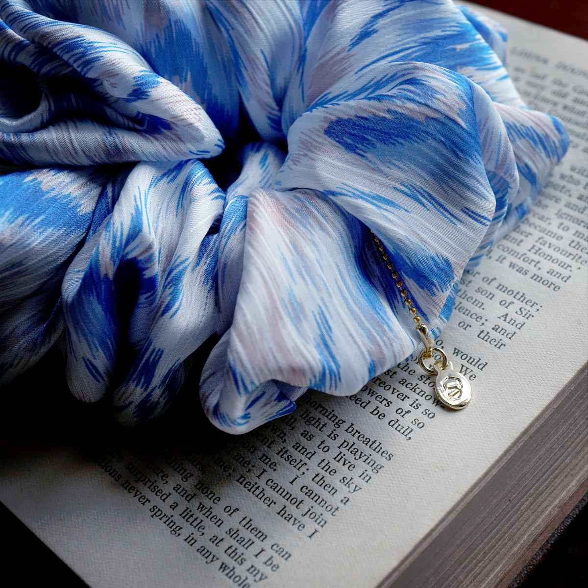 Oversized Hair Scrunchies - Azure Petals