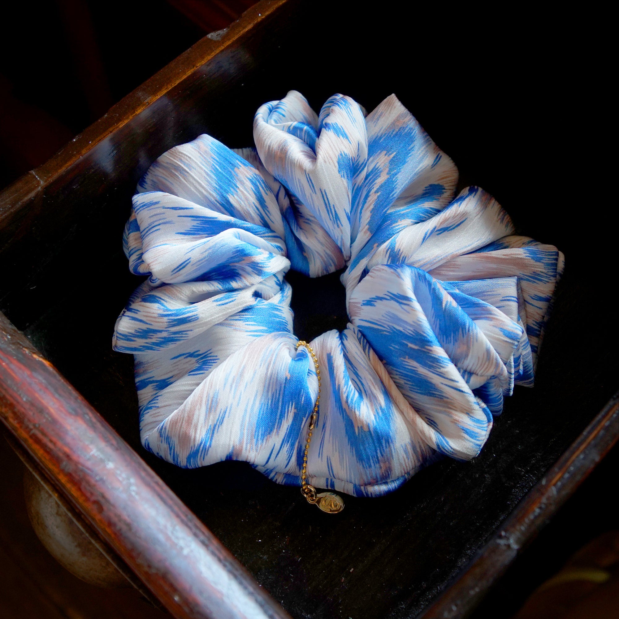 Oversized Hair Scrunchies - Azure Petals