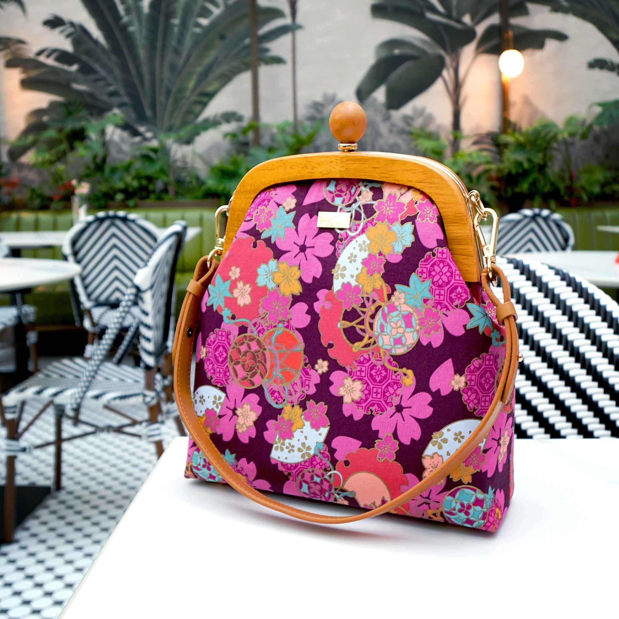 Jupiter Clasp Shoulder Bag - Sakura Clouds