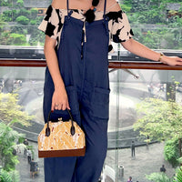 Leather Top-Handle Bag - Vein Ink(BN)